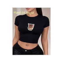 Flood Of Style Siyah Babby Tee Tatlı Kızgın Kedi Özel Tasarım