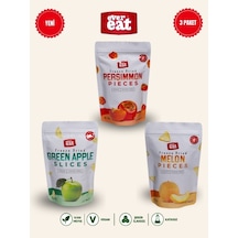 Evereat Cennet Hurması-elma-kavun Freeze Dry Meyve Cipsi 3'lü Paket Doğal Atıştırmalık 1 Adet