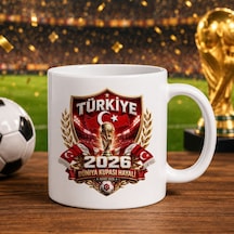 Bk Gift Türkiye Taraftar Temalı Dünya Futbol Kupası Tasarımlı Beyaz Kupa Bardak-5 Tek Yürek Milli Takım Ruhu