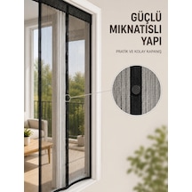 Otomatik Kapanan Mıknatıslı Sineklik Kapı Filesi Pratik Geçişli Siyah Model