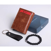 Ozka Leather Collection Yeni Trend Otomatik Mekanizmalı Cüzdan - Anahtarlık Ve Bileklik Hediyeli