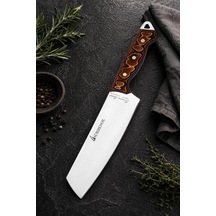 Sürmene Serisi Santoku Mutfak Şef Bıçağı Kahve Verzalit Sap Et Ekmek Sebze Salata Şef Bıçak Hds-130