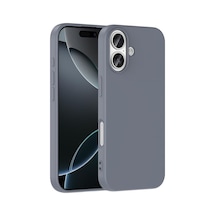 İphone 17 Uyumlu Gri Kadife İç Yüzeyli Silikon Telefon Kılıfı