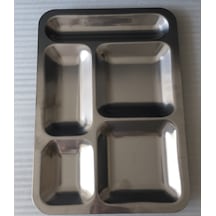 Metal Tabldot - 5 Adet - Paslanmaz Krom 430 Malzeme - 5 Bölmeli