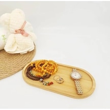 Oval Doğal Bambu Sunum Tabağı - 23x12 Cm Yuvarlak Hatlı Düz Servis Tepsisi - Sushi, Tatlı Ve Kahve Sunumluk