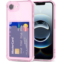 Teknomoda Apple Uyumlu iPhone 16e Kılıf Kartlıklı Anti Şok Korumalı Şeffaf Silikon Pembe 16e Pembe