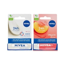 Med Repair Dudak Bakım Kremi, Spf 15 4,8 Ml + Şeftali Dudak Bakım Kremi 4,8 G, Şeftali Kokusu