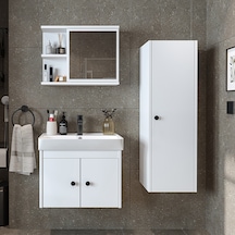 Ada Lavabolu Banyo Alt Dolabı + Banyo Üst Dolabı + Boy Dolap Byz Mat Beyaz Ada Lavabolu Banyo Alt Dolabı + Banyo Üst Dolabı + Boy Dolap Byz Mat Beyaz