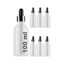 100 Ml Metal Kapaklı Damlalık Dropper Şişesi Serum 100 Cc Cam Şişe 6 Adet Siyah Kapak, Şeffaf Diğer