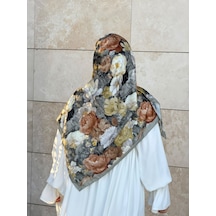 Qalortex Scarf Pamuklu Gonca Desen Eşarp - Küf Yeşil Küf Yeşili