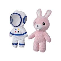 Aftonsparv 28 Cm Çıkarılabilir Astronot Giysili Tavşan Yumuşak Peluş Oyuncak Pembe Uzay Temalı