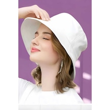 Tezzgelsin Unisex Uv Korumalı Pamuku Bucket Şapka Beyaz