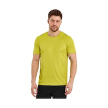 Kısa Kol Erkek Spor T-Shirt Omuzda Reflektör Baskı Sarı