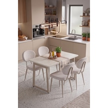 Vilinze Deniz Sandalye Biga Mdf Sabit Metal Ayak Mutfak Masası Takımı - 70x120 Cmbiga70120yr-vt-lkn01-vizon-deniz-skrem Sigmakrem