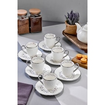 Cooker Royal Bloom 6 Kişilik 180 Ml Porselen Duble Çay Ve Kahve Fincan Takımı Ckr3808 Gümüş