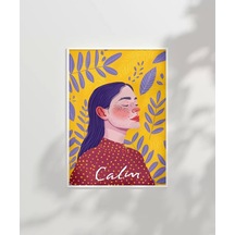 Çerçevesiz Poster Sarı Zeminli Meditasyon