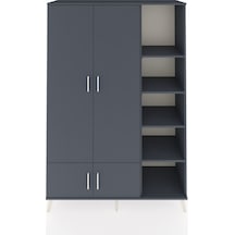 Hyperion Dolap 6 Raflı 4 Kapaklı Tek Askılı 132x44x195 Antrasit-antrasit/antrasit Antrasıt/antrasıt