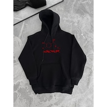 Etiler Collection Kışlık Uzun Kol Kapüşonlu Sweatshirt - Siyah