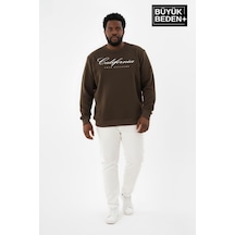 Süperlife Erkek Büyük Beden El Yazılı California Baskılı Bisiklet Yaka İnce Sweatshirt Spr26bsw956-7 Haki