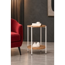 Arpelia Yuvarlak Tablalı Iki Katlı Sehpa Q42x60 Cm (Beyaz Atlantik Çam)