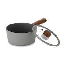 Cam Kapaklı Alüminyum Döküm Sos Tenceresi 18cm Gri 12v