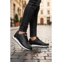 Enoch Erkek Baklava Desenli Tırtıklı Tabanlı Retro Stil Günlük Spor Ayakkabı Sneaker Siyah - Beyaz