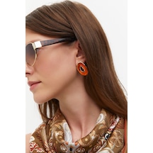 Oval Reçine Küpe Gold
