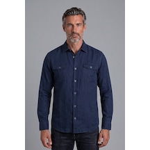 Bisse Lacivert Regular Fit Pamuk Keten Gömlek Gmktn7aj224019 D39