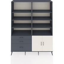 Hyperion Gardrop 9 Raflı 3 Çekmeceli 2 Kapaklı 176x44x221 Antrasit-aytaşı/antrasit Aytaşı/antrasit