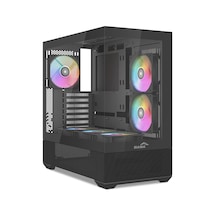 Sama V40bk Black, B750bk 750w, 80+ Bronze, Pcıe 5.1, Atx3.1, Tempered Glass Panel, Panoramic Tasarım, Type-c, 6x120mm Argb Fan, Atx, Gamıng Kasa