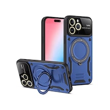 Apple iPhone Uyumlu - 16 Pro Kılıf Joy Lens Standlı Kapak - Lacivert