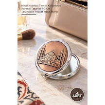 4 Adet El Aynası Metal İstanbul Temalı Kabartmalı Yöresel Tasarım 7 7 Cm Taşınabilir Pocket Hand Mirror
