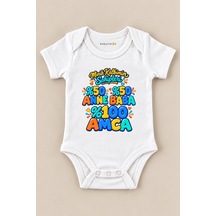 Babylimon Minik Kalbimin Sahipleri %50 Anne %50 Baba %100 Amca Beyaz Kısa Kollu Çıtçıtlı Bebek Zıbını Beyaz - 930661883 Beyaz
