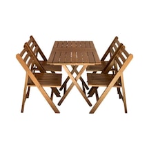 Albatros Katlanır Ahşap Bahçe Balkon Seti: 80x140 Masa+4 Sandalye Kahverengi