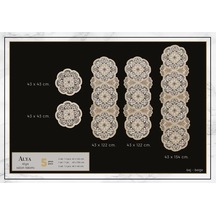 Alya Model No124 Gold 5 Parça Salon Takımı Dantelli Masa Örtüsü Runner Seti Çok Renkli