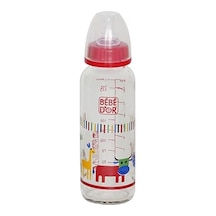 Bebedor 31302 Desenli Cam Biberon 250 ML - Kırmızı Renkli