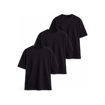 Monox Oversize Unisex 3'lü T-shirt Pamuk Rahat Kesim Siyah