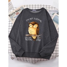 Startmore Tarzsokak Ben Sadece Benim Gözler Dinlenme Baykuş Kadınlar Hoodie Harajuku Polar Hoody Moda Bisiklet Ya Antrasit