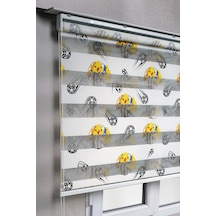 Fenerbahçe Taraftar Kanarya Desenli Genç Odası Zebra Stor Güneşlik Perdeler Beyaz