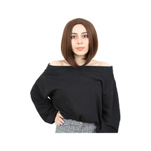 Kahkülsüz Düz Kısa Fiber Sentetik Peruk - Kahve Karamel