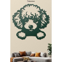 Poodle Köpek Metal Duvar Tablosu - Metal Duvar Sanatı - Yosun Yeşili - 48 X 50 Cm Yeşil