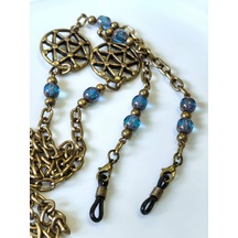 Yaşam Çiçeği Figürlü Antik Gold Gözlük Zinciri Kristal Taşlı -thınblack Antik Altın