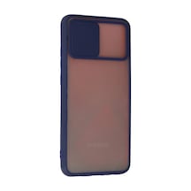 Samsung Uyumlu,  Galaxy A03s Kılıf Palm Buzlu Kamera Sürgülü Silikon - Lacivert