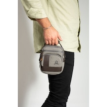 Kanvas 7 Bölmeli El Ve Omuz Erkek Çantası 413 Gri - Kahverengi