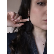 Kadın Swarovski Baget Taşlı Çelik Küpe Gold Ve Gümüş Gold
