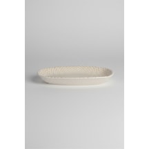 12'li Valencia Oval Kayık Tabak 25cm Dijital Punto Rinart Krem