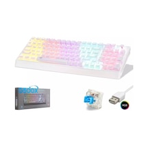 Hadron G500xw Mekanik Gaming Klavye Blue Switch Rgb Aydınlatmalı 104 Tuş - Beyaz - 1 Adet