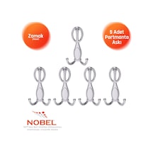 Arya Portmanto Askısı, Metal Vestiyer Askısı, Krom, Duvar Ve Dolap Askılığı 5'li Set Vidalı