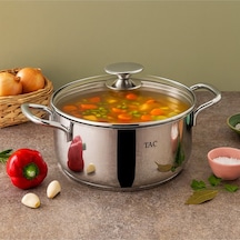 Taç Bengü Pro 18 Cm Derin Tencere 2,5 Litre, 18/10 304 Paslanmaz Çelik, Parlak Yüzey-92 Gümüş