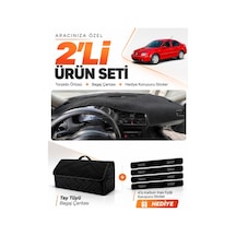 Volkswagen Bora 1998-2005 Uyumlu Torpido Örtüsü + Tay Tüyü Bagaj Çantası + Sticker Seti - Siyah